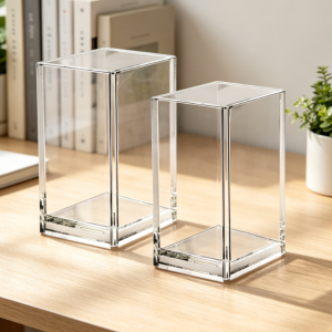 Transparent hollow pen and makeup brush storage cup, minimalist desktop accessory holder, widely applied for home, school and office stationery arrangement